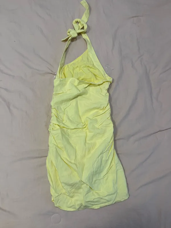 Peppermayo Asymmetrical Halter Neck Yellow Dress - Image 2