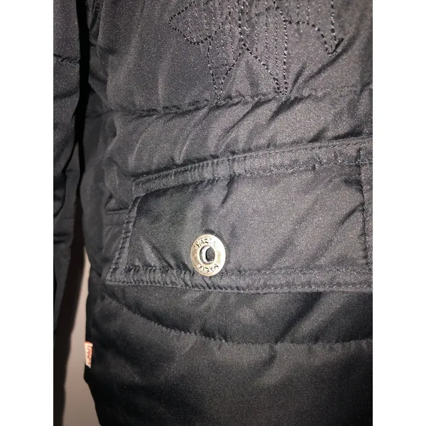 Matix Black Quilted Puffer Jacket Hooded Size M Streetwear Skater Punk Goth Y2K - Image 3