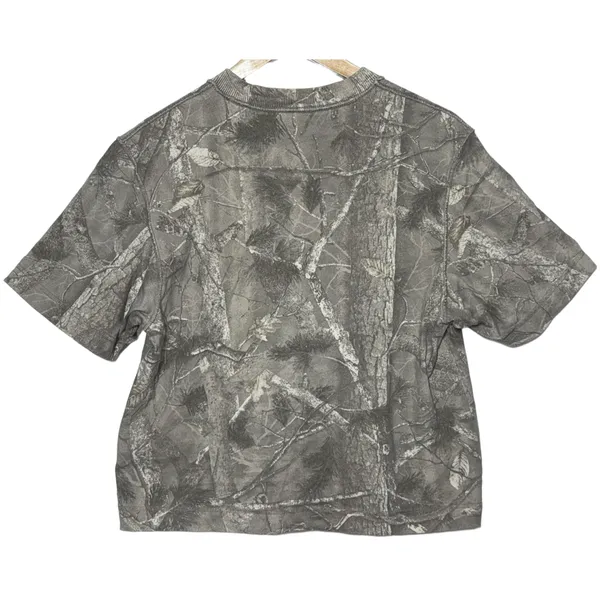 NEW Abercrombie & Fitch Essentials Cropped Gray Camo Short Sleeve Crop Top Sz XS - Image 3