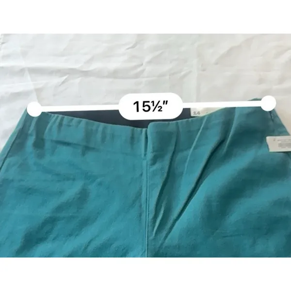 Old Navy Women's 14 Teal WOW Pants Canopy Slim Ankle Side Zip Stretch Cotton NEW - Image 9