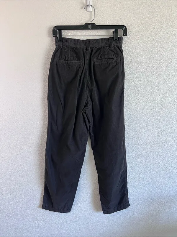 GAP Women's High Waisted Tapered Corduroy Pants Brown Noir Pleated Front‎ - Image 4