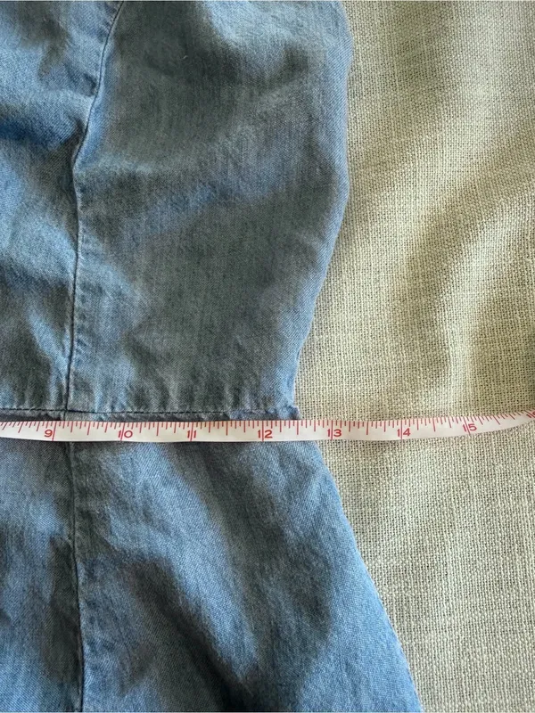 Reformation Macy Sweetheart Denim Mini Dress Size 4 Linen Blend - Image 5