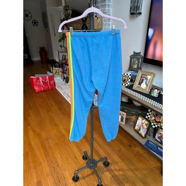 Aviator Nation LOGO SWEATPANTS - SKY women's medium 5 stripe - Image 3