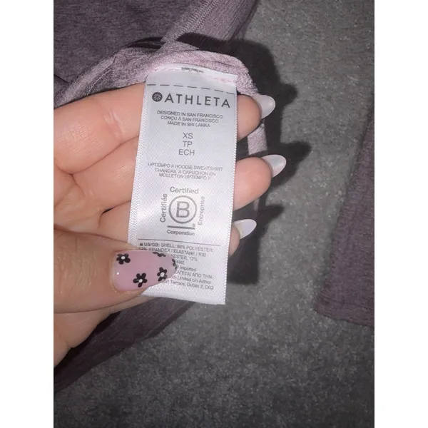 Athleta Uptempo II Hoodie Sweatshirt Mauve Heather Activewear Xs - Image 8