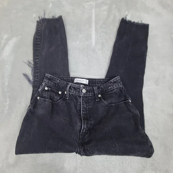 Abercrombie‎ & Fitch Size 26 2R Curve Love High Rise Mom Jean Distressed Black - Image 12