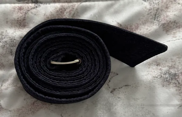 Navy Blue Canvas Fabric Belt with Silver Buckle, size 64” - Image 7