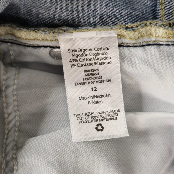 Free Assembly Jeans Womens 12 (33x30) Super High Rise Straight Patchwork Raw Hem - Image 7