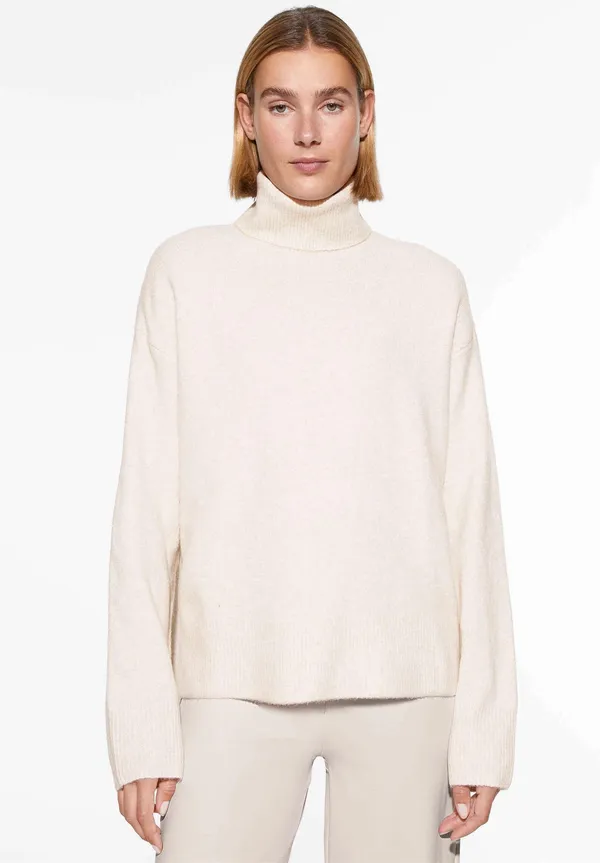 Oysho ribbed asymmetric high neck turtleneck knit sweater - Image 4