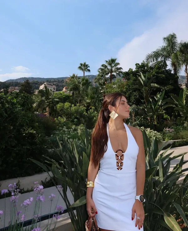 mini dress white fitted bodycon halter party cocktail - Image 5