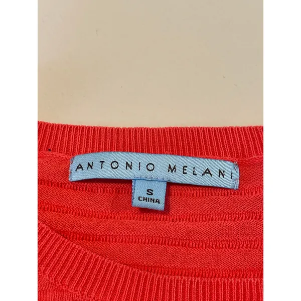 Antonio Melani Lightweight Sweater Size S Orange Sheer Stripe 100 Percent Cotton - Image 5