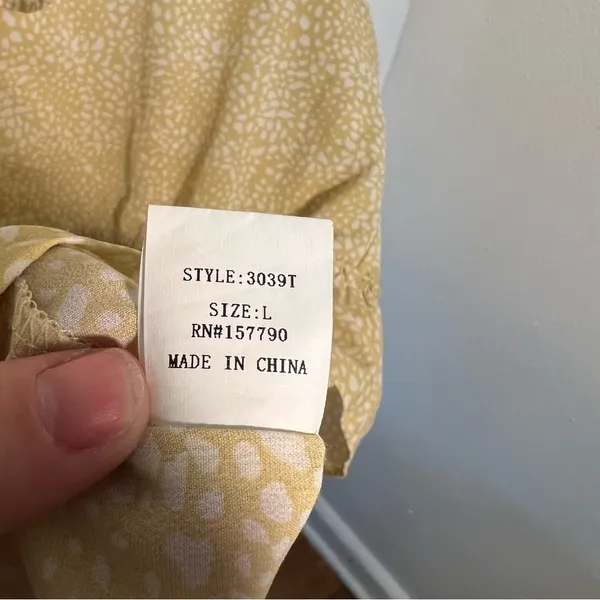 Pinch Womens Size Large Ruffle Dress Yellow White Geometric Dot Pattern Neck Tie - Image 15