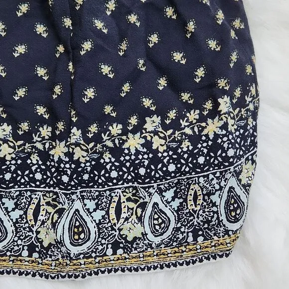 Garnet Hill Women's Dropwaist Button-Up Dress Long‎ Sleeve Boho Navy Floral 6 - Image 11