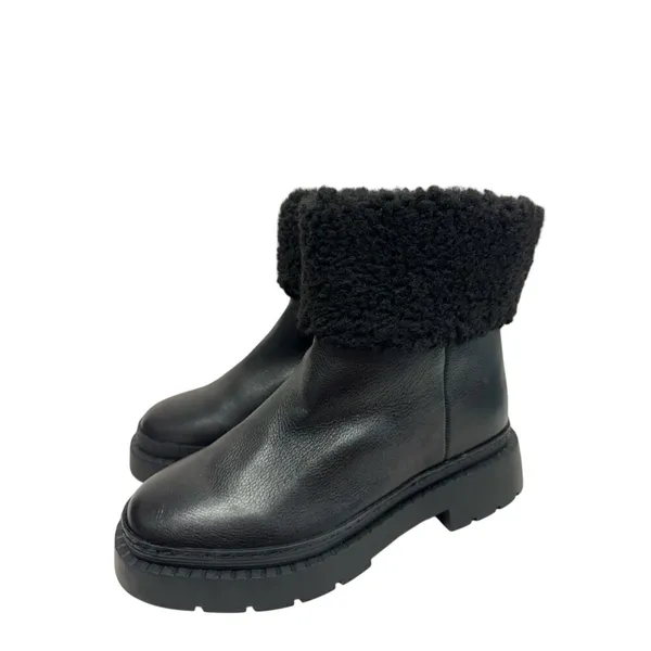 Marc Fisher LTD Boots Black Leather Fur Shearling Lug Sole Size 7 Winter Boots - Image 3