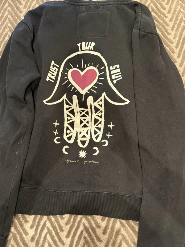 Spiritual Gangster Black Crewneck Sweatshirt with Gold Heart Logo - Image 6