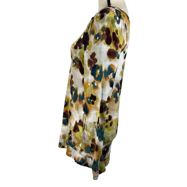 Simply Vera Vera Wang Medium Tunic Top Floral Watercolor Stretch Long Sleeves - Image 6
