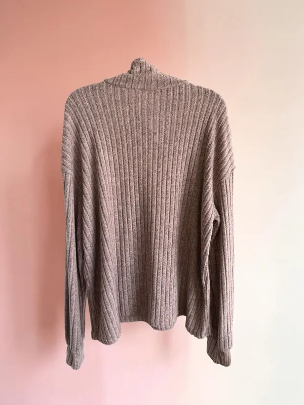 Women's Ribbed Half-Zip Mock‎ Neck Sweater in Mocha - XL - Image 2