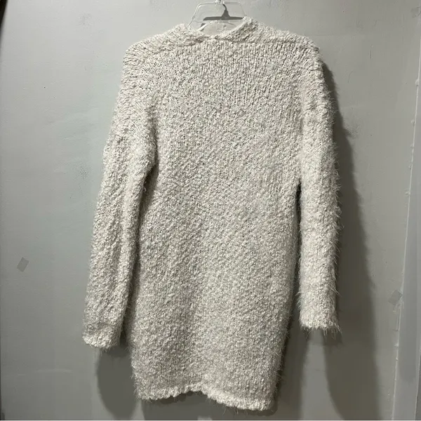 Altar'd State long open‎ front Fuzzy sweater Ivory White Small Cotton Acrylic - Image 6
