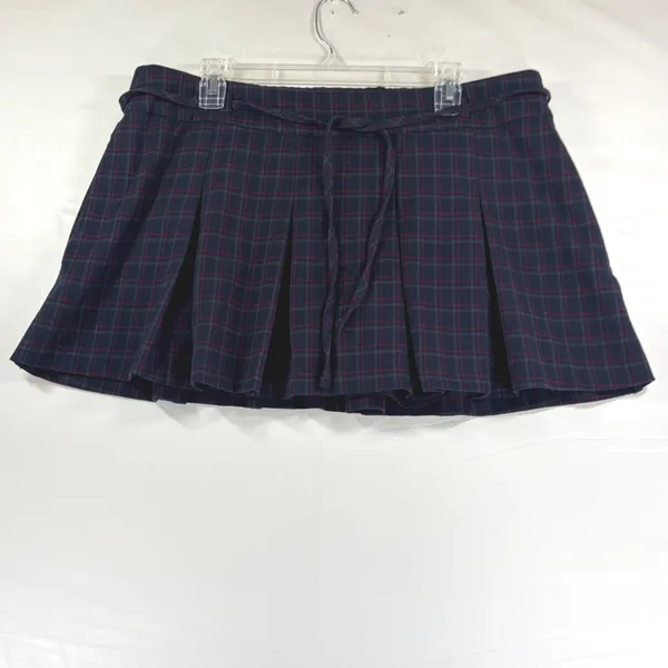Hollister Plaid Pleated Skort Navy Red Grid Mini Skirt XL School Girl Academia - Image 2