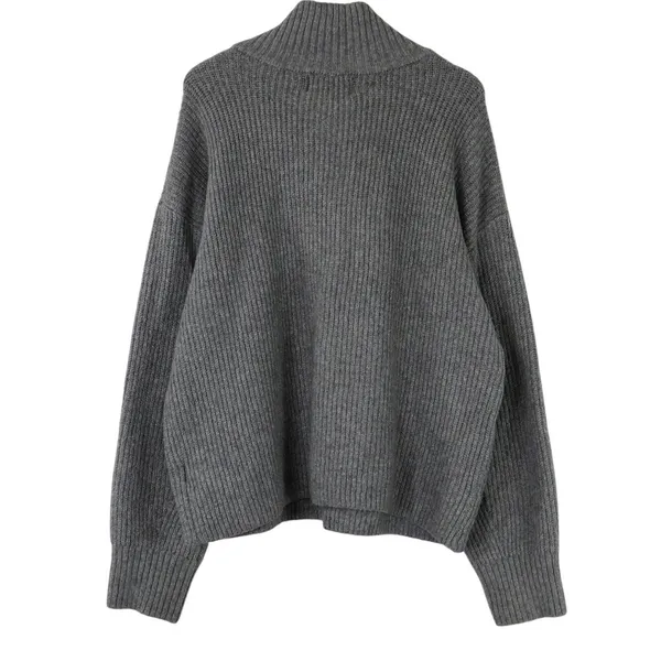 Old Navy Women's Gray Ribbed Knit Quarter Zip Sweater Size Medium Preppy - Image 4