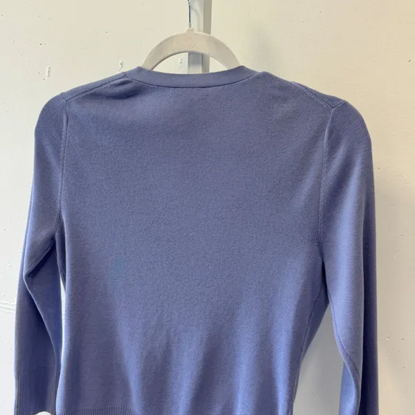 Ann Taylor LOFT Periwinkle Blue 100% Pima Cotton V-Neck Cardigan Sweater Small - Image 5