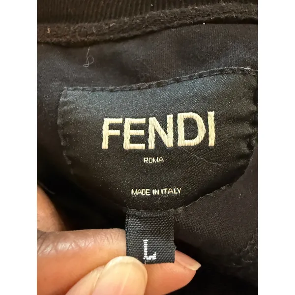 Fendi Bag Bugs Monster Eyes‎ Black Cotton Cashmere Silk Zip Bomber Jacket L flaw - Image 6