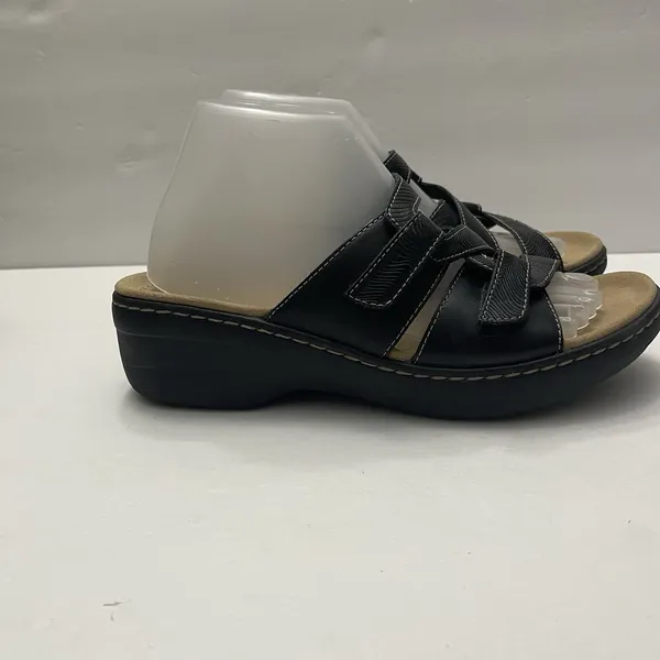 Clarks‎ Collection Womens 9.5 Merliah Karli Leather Black Slide Sandals - Image 4