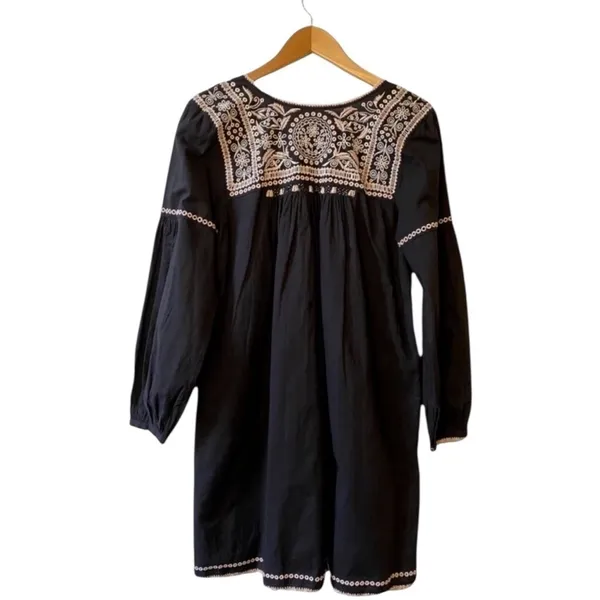 Ulla Johnson Boho Mira Black Pink Cotton Embroidered Tasseled Mini Dress Size 6 - Image 10