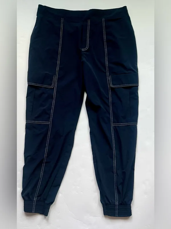 Athleta Dark Blue Jogger Track Pants with Contrast Stitching Size 16 - Image 7