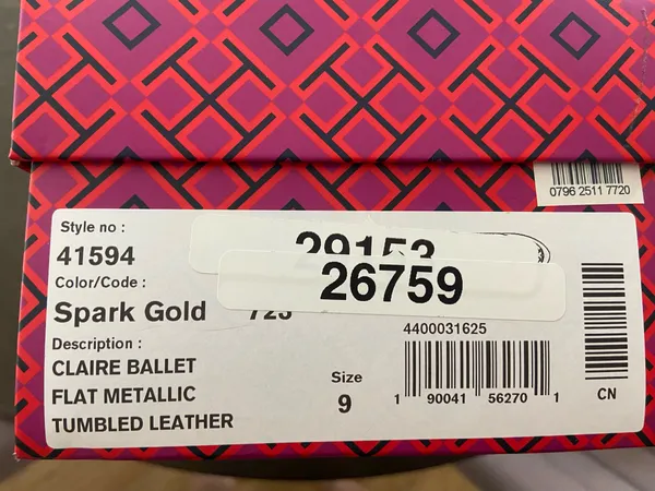 Tory Burch Claire Ballet Flats Spark Gold Metallic Leather Size 9 - Image 10