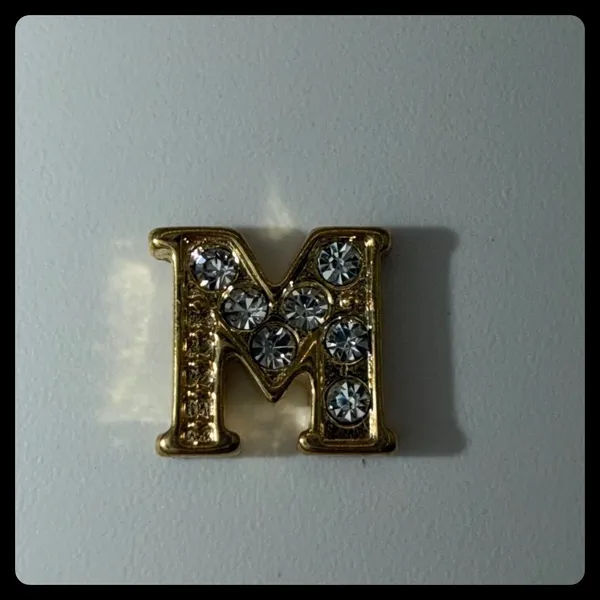 Origami Owl Floating Locket Charm Womens Small Gold Crystal Initial M Jewelry - Image 2