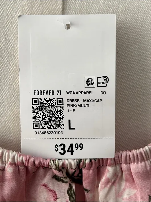 Forever 21 Size L Lace-Trim Midriff Panel Satin Floral Maxi Dress Cap Sleeves - Image 10