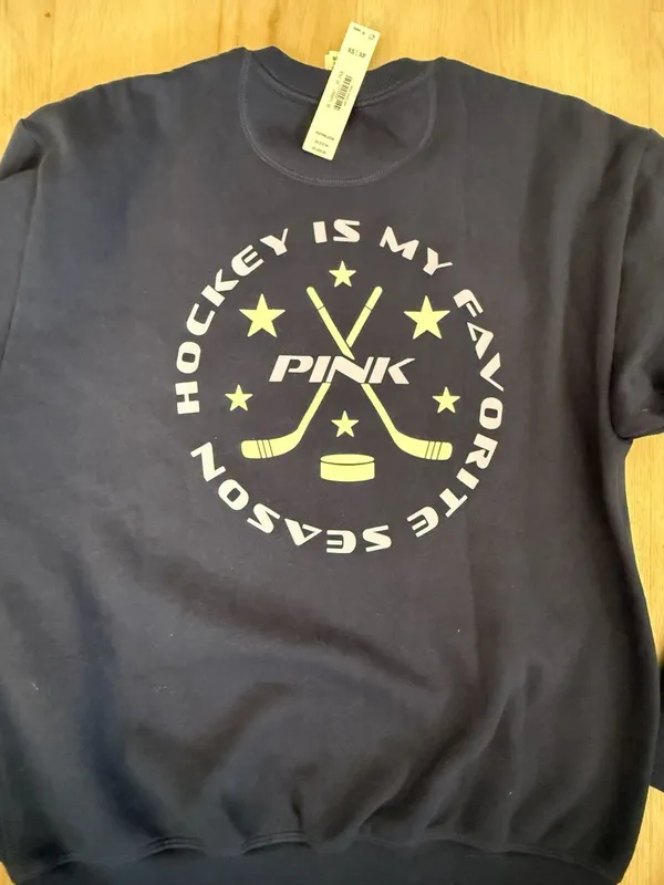 Victoria's Secret PINK Hockey Sweatshirt Size XS Navy Blue Crewneck NWT - Image 2