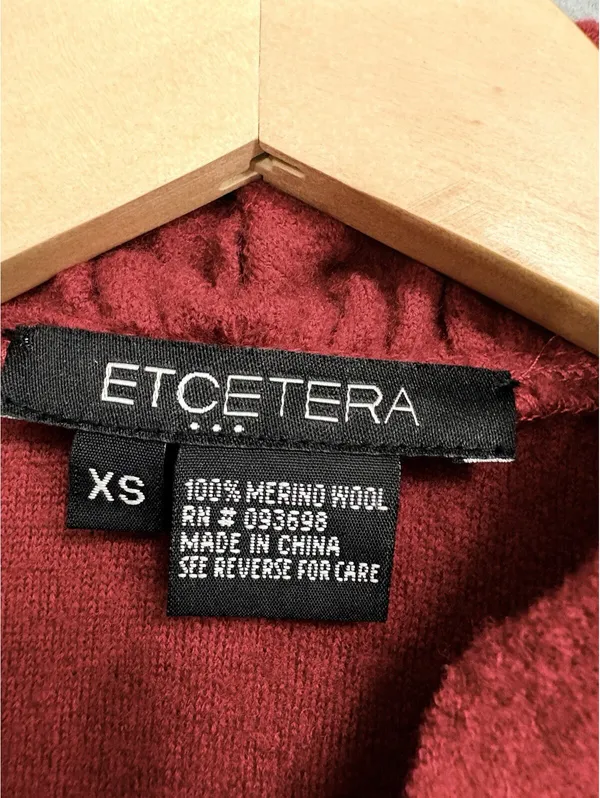 Etcetera Red 100% Merino Wool Ruffle Trench Coat Jacket XS Flawed /Repair Needed - Image 9