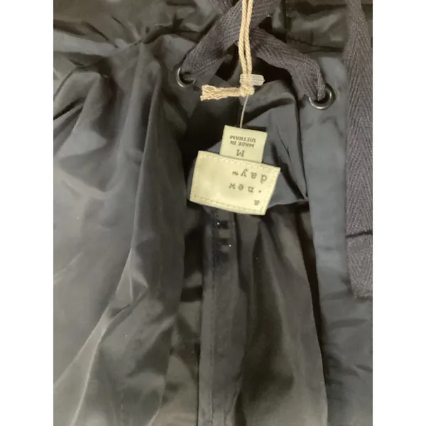 A New Day Womens Navy Blue Hooded Windbreaker Jacket Size M Adjustable Waist - Image 4