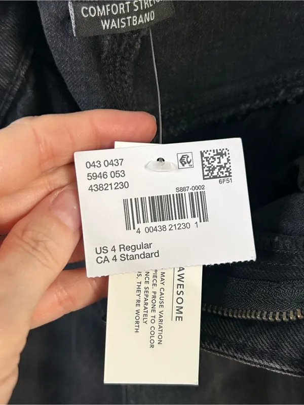 New American Eagle Outfitters Wide Leg Baggy A-Line Fit Black Women's Denim Jean - Image 6