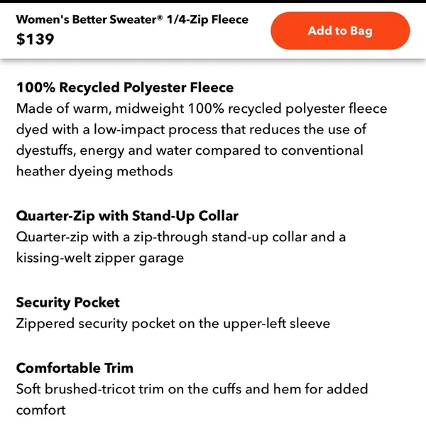 Patagonia Better Sweater 1/4 zip fleece - Image 7