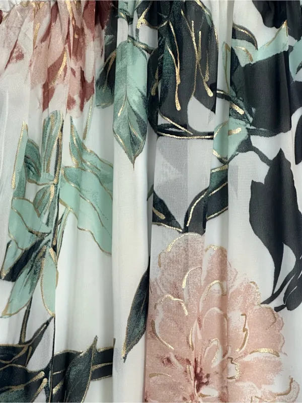 Alexa B Nites Floral Chiffon Maxi Dress Size 14W Wrap V Neck Flutter Sleeve - Image 6