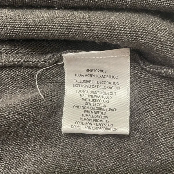 Napa Valley gray knit poncho wrap turtleneck sweater faux leather buckle L XL - Image 4