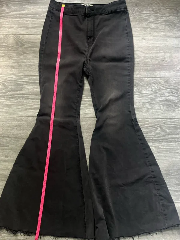 We the Free Washed Black Super Flare Bell Bottom Denim Jeans Retro Boho Size 29 - Image 7