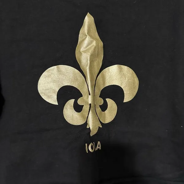 NOLA New Orleans Saint black/gold sweatshirt style long sleeve crop top - Image 2