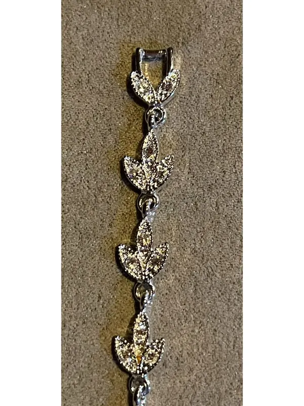Vintage 80s Napier Silver Tone Leaf Link Tennis Bracelet USA - Image 8