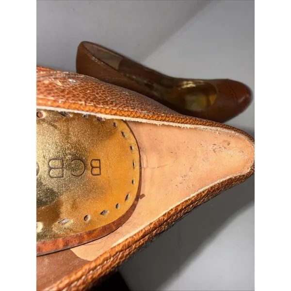 BCBGMAXAZRIA Leather Platform Cap Toe Brown‎ Heels Pumps SIZE 5.5B 35.5 - Image 8