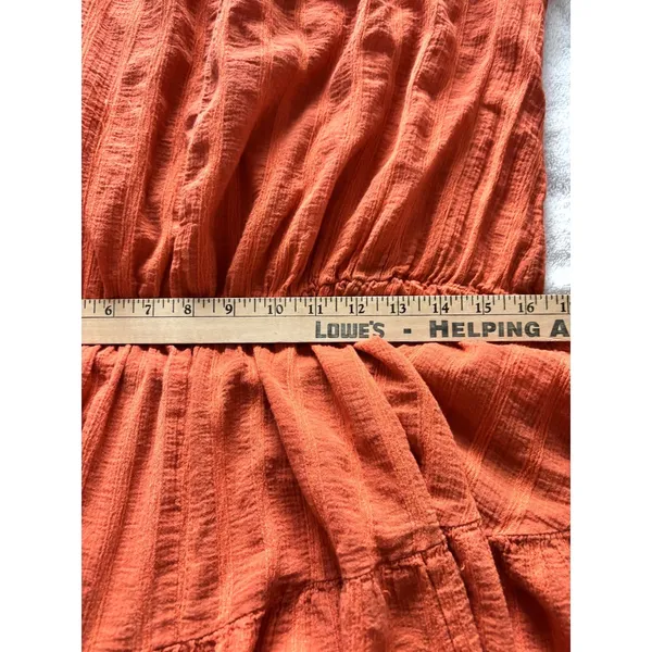 ASOS Orange Off Shoulder Mini Dress Size 14 Boho Peasant Tiered Dress - Image 6