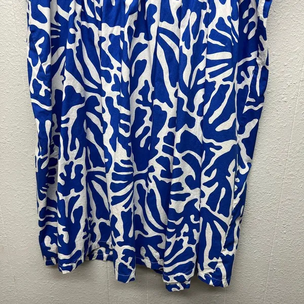 H&M Babydoll Midi Dress Womens XL Smocked Beachy Coastal Nautical Travel Island - Image 8