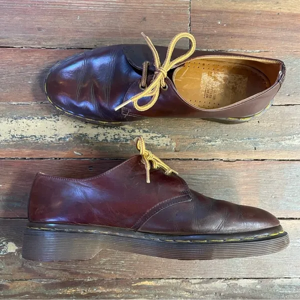 Rare 80’s DR. MARTENS Made in England 3-eye Brown Oxfords AW 1484 - M 9, W 10 - Image 8