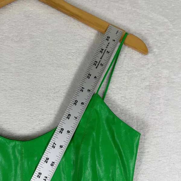 Amanda Uprichard Emilee Faux Leather Mini Dress Green‎ Sleeveless Sweetheart S - Image 5