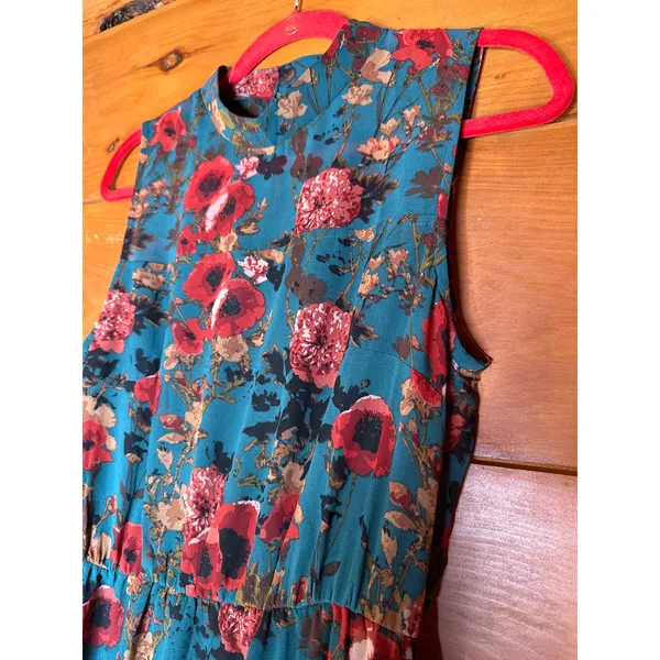 NWT Lulus In My Dreams Teal Multi Floral Print Midi Dress Cruise Resort Size XL - Image 4