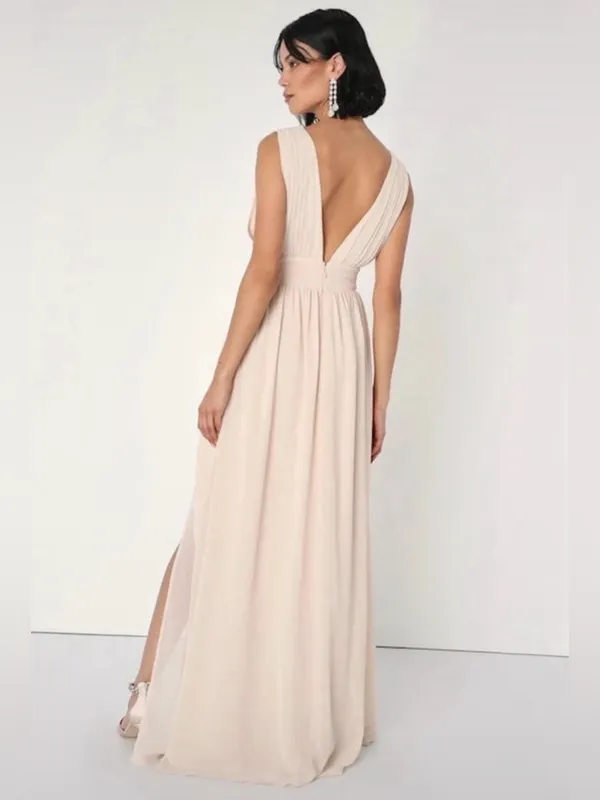 Lulus Heavenly Hues Blush Pink Plunging Maxi Dress - Size Small - Image 3