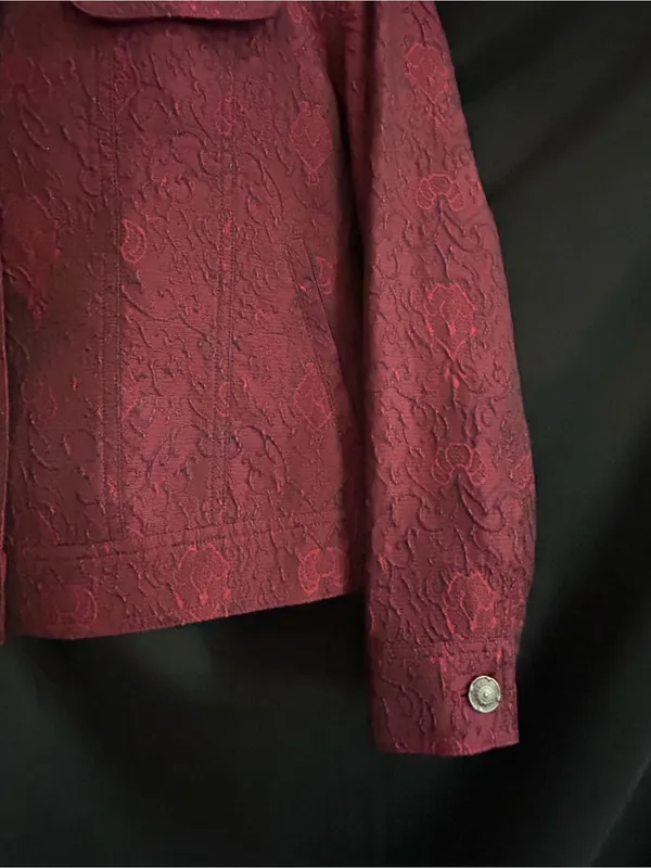 J. Jill Vintage Women's Textured Red Button-Front Blazer Jacket SM - Image 5