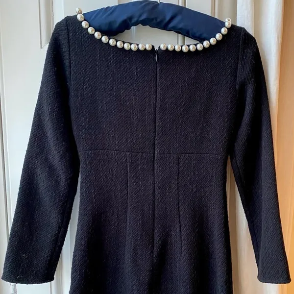 Pearl Embellished Neckline Mini Dress - Image 6